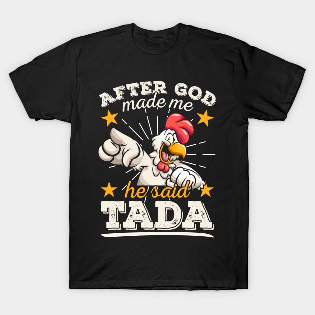 Religion Christ Humor Cock chicken God Religious T-Shirt by auviba-design